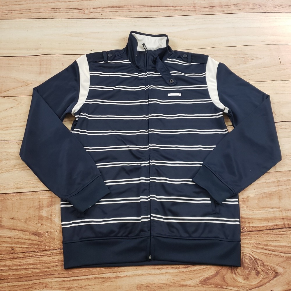 Ecko Unltd Jacket Mens Medium Blue White Track Zip Outdoors Casual Adult M *